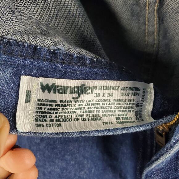 Wrangler FR Flame Resistant Men Original Fit Blue Denim Jeans Size 38 x 34 - Picture 4 of 9